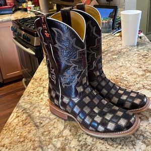 Tin Haul Mens “Gun Metal Check” cowboy boots